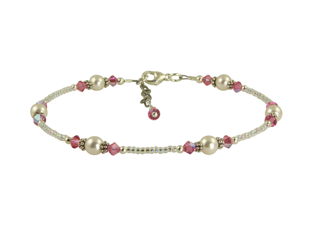 razzle dazzle pink pearl sterling anklet