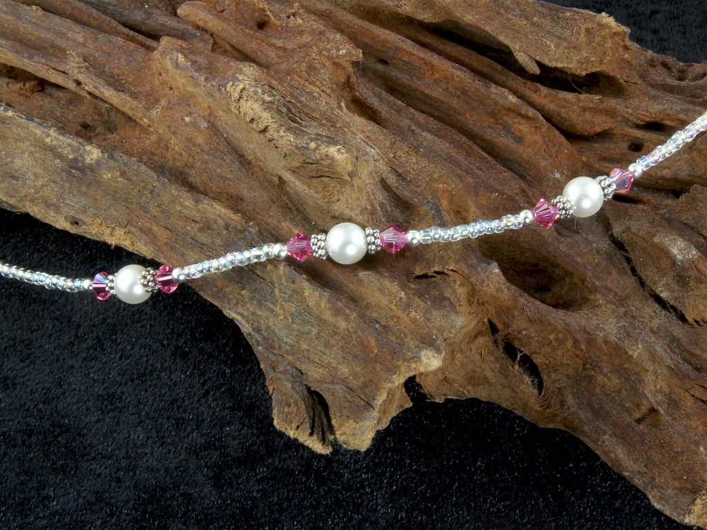 razzle dazzle pink pearl sterling anklet