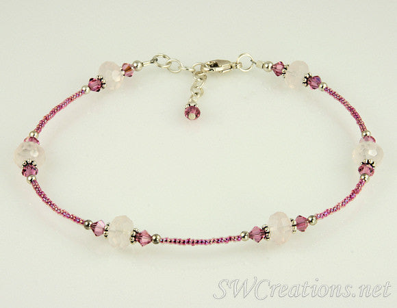 Rose Quartz Crystal Gemstone Anklet - SWCreations
