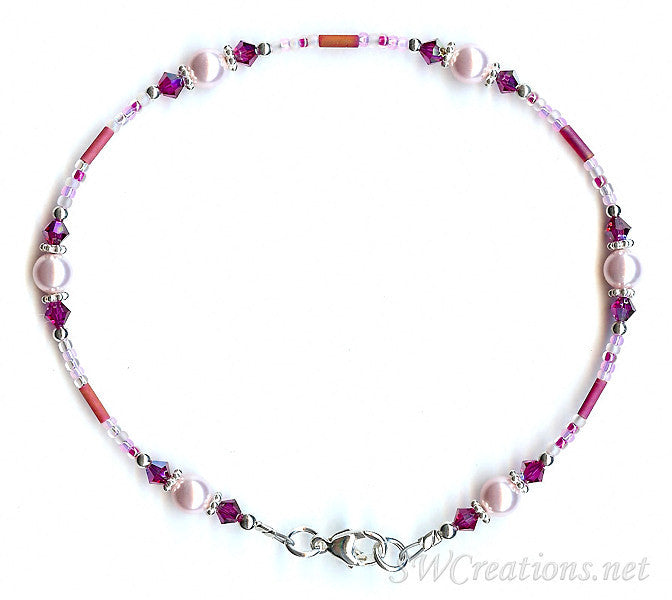 Fuchsia Crystal Sugar n Spice Pearl Anklet - SWCreations
