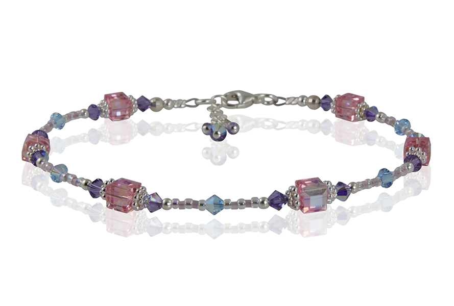 Tanzanite Rose Cube Crystal Anklet - SWCreations
