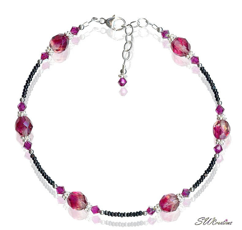 Knockout Rose Crystal Beaded Anklet - SWCreations
