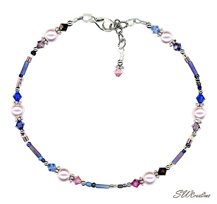 Winter Rose Beaded Pearl Anklet - SWCreations
