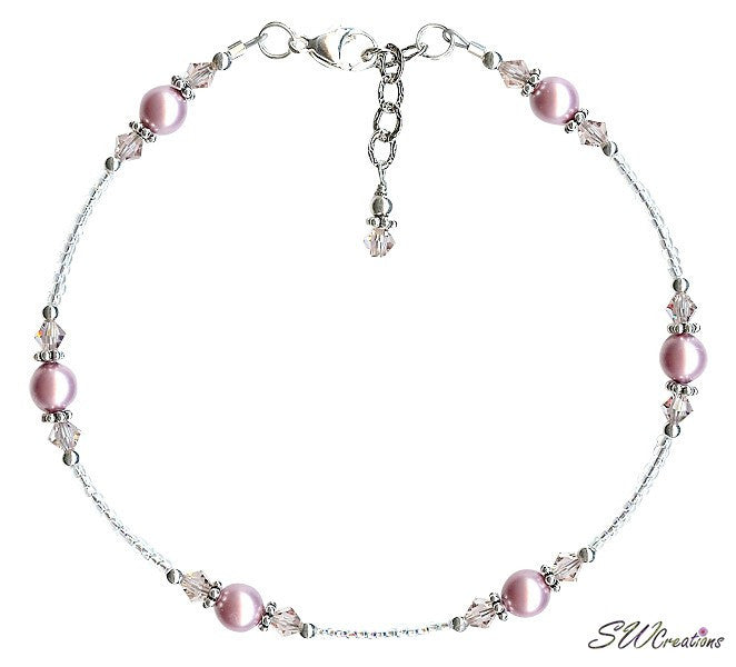 Vintage Rose Crystal Pearl Handmade Anklet - SWCreations
