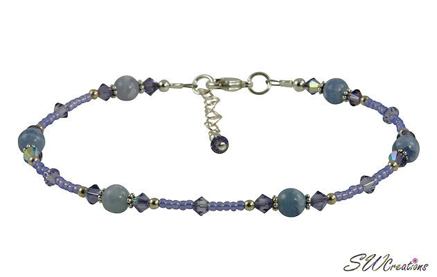Tanzanite Blue Lace Agate Gemstone Anklet - SWCreations
