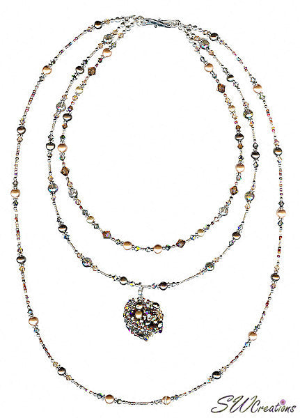 Earth Crystal Pearl Fusion Bead Art Necklace - SWCreations
 - 2