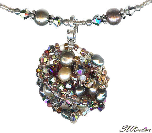 Earth Crystal Pearl Fusion Bead Art Necklace - SWCreations
 - 1