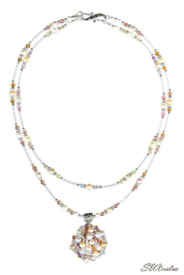 Delightful Peaches and Pearls Bead Art Necklace - SWCreations
 - 5