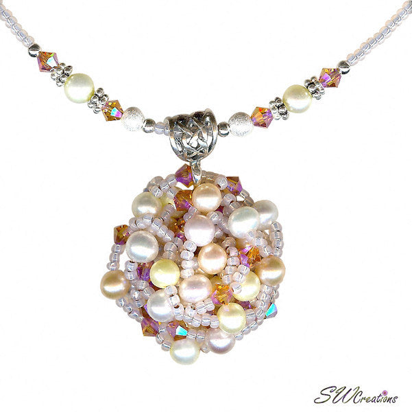 Delightful Peaches and Pearls Bead Art Necklace - SWCreations
 - 1