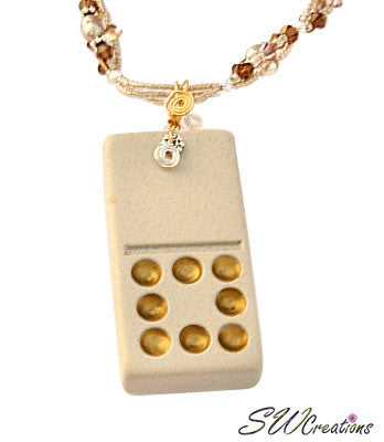 Seude Cocoa 'Fleuri' Art Domino Floral Bead Art Necklace - SWCreations
 - 2