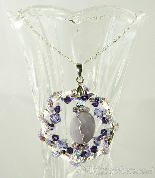 Violetta Lilac Agate Crystal Bead Art Pendant - SWCreations
