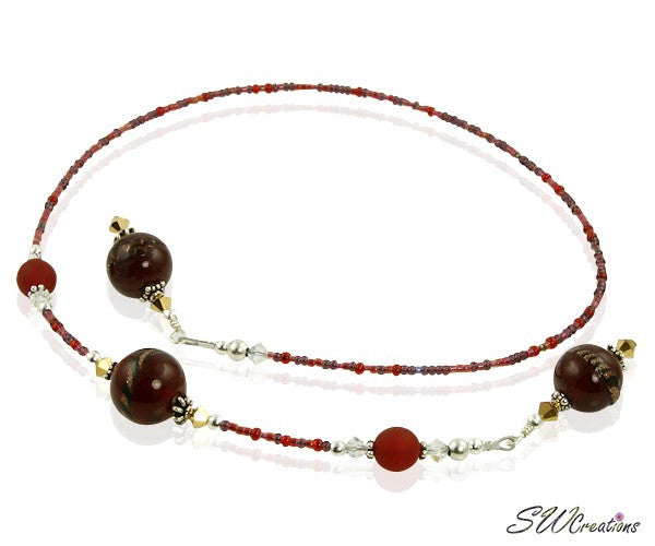 Golden Ruby Swirl Beaded Bookmark - SWCreations
