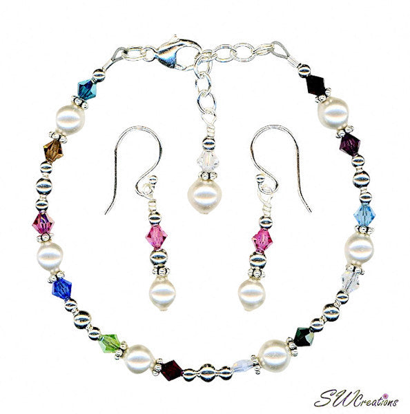 Silver Generation Birthstone Crystal Pearl Set - SWCreations
