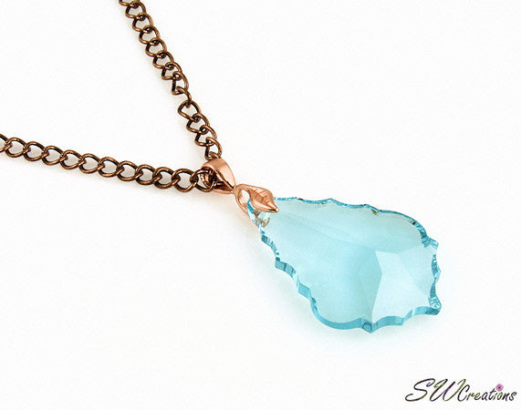 Star Aqua Crystal Iridescent Pendant Necklace - SWCreations
