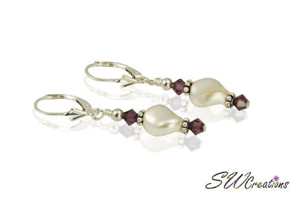 Elegant Cream Pearl Twist Crystal Earrings - SWCreations
