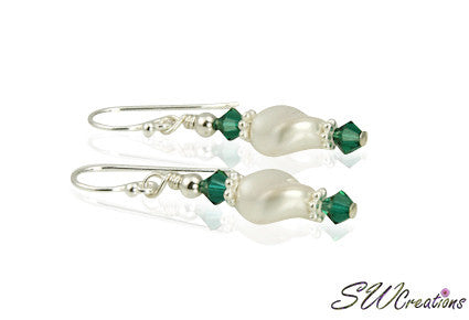 White Pearl Twist Generation Birthstone Crystal Earrings - SWCreations
