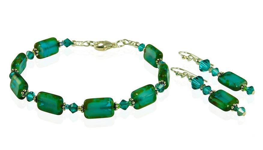 Teal Czech Window Bracelet Set - SWCreations
