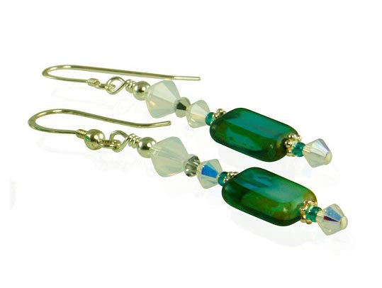 Opal Teal Green Czech Window Bracelet Set - SWCreations
 - 3