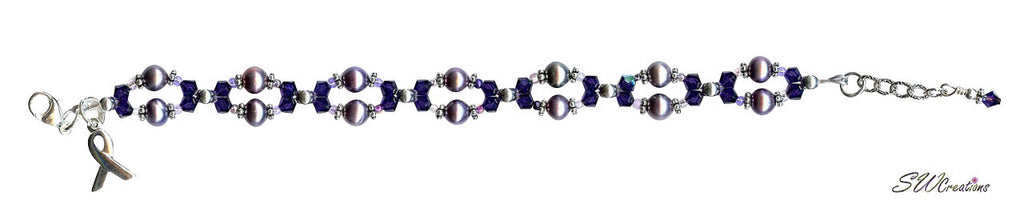 Domestic Abuse Purple Velvet Twist Awareness Beaded Bracelet - SWCreations
 - 2