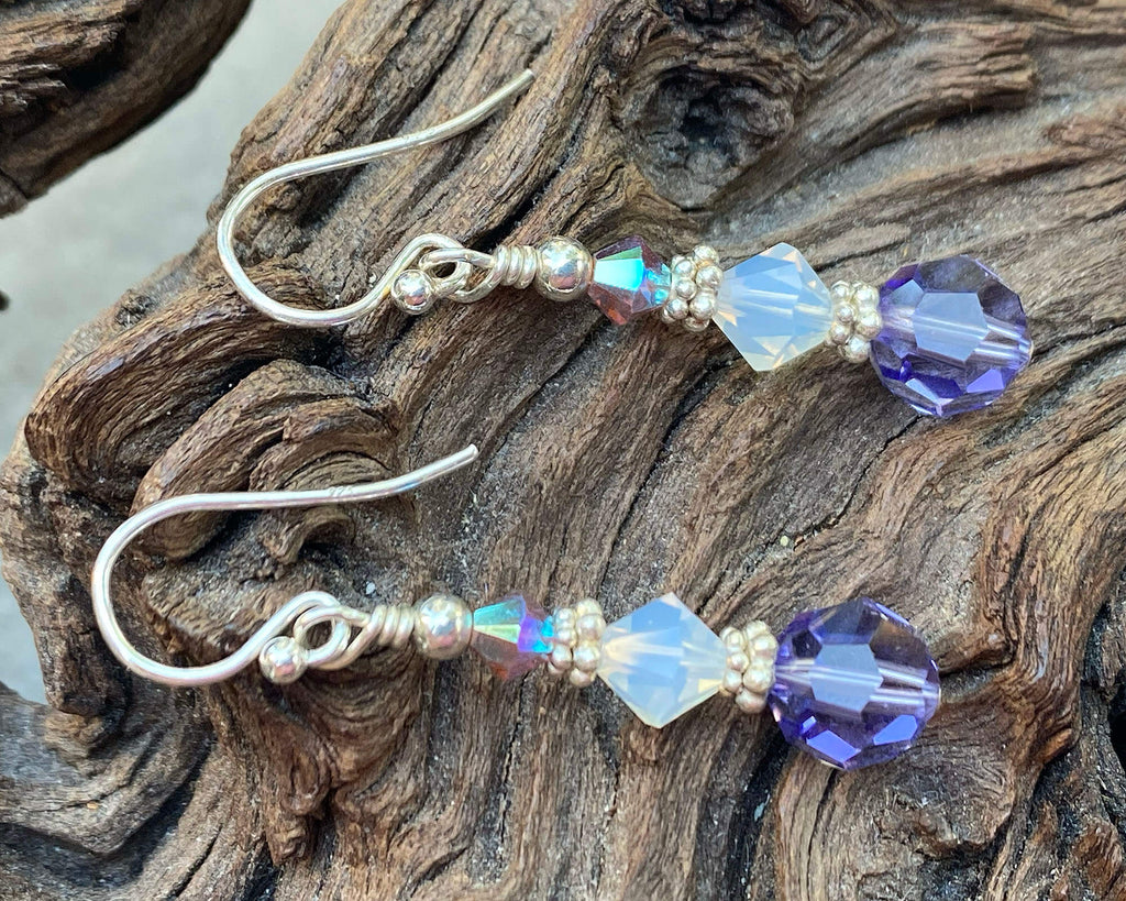 tanzanite crystal earrings