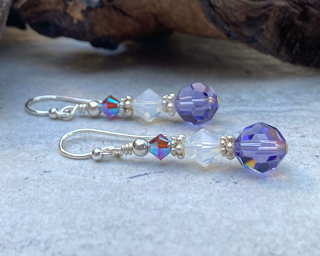 tanzanite crystal earrings