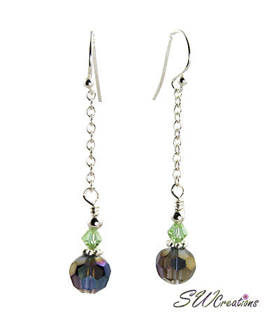 Purple Cantaloupe Crystal Drop Earrings - SWCreations
