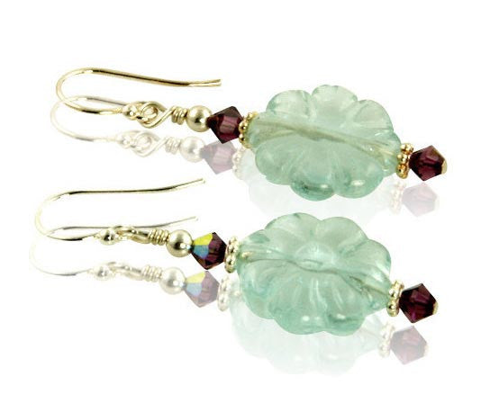 Aqua Flower Gemstone Beaded Earrings - SWCreations
