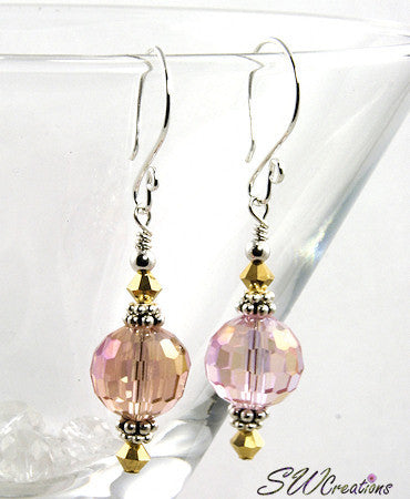 Shimmering Gold Peach Crystal Earrings - SWCreations
