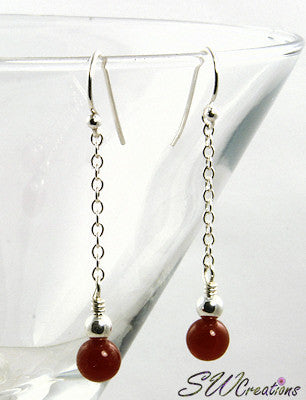 Carnelian Gemstone Drop Earrings - SWCreations
