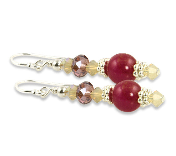Cherry Jade Gemstone Crystal Beaded Earrings - SWCreations
 - 1