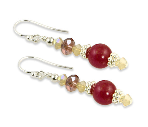 Cherry Jade Gemstone Crystal Beaded Earrings - SWCreations
 - 2