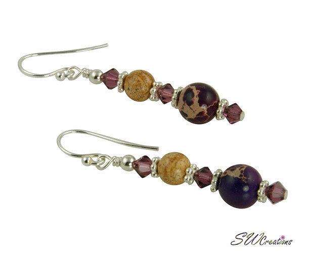 Purple Varascite Jasper Gemstone Beaded Earrings - SWCreations
