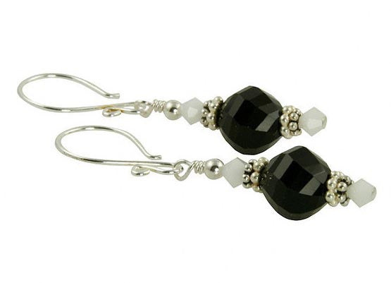 Bianco e Nero Beaded Crystal Earrings - SWCreations
