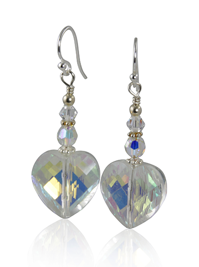 Handmade Glistening Heart Beaded Crystal Earrings SWCreations