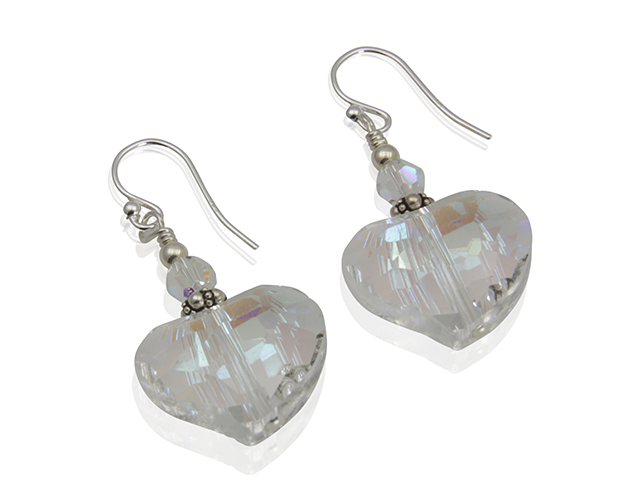 Shimmering Crystal Heart Beaded Earrings - SWCreations
