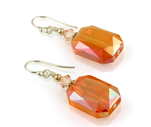 Peach Crystal Beaded Earrings - SWCreations