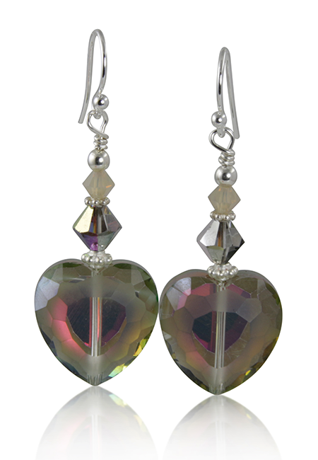 Sunset Crystal Heart Beaded Earrings - SWCreations
