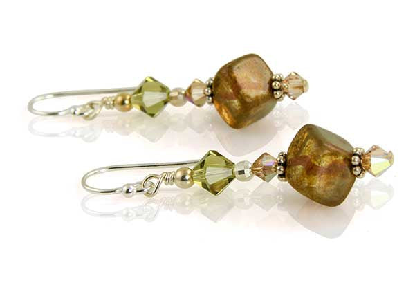 Olive Topaz Crystal Beaded Earrings - SWCreations
