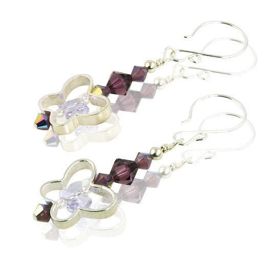 Amethyst Butterfly Dreams Crystal Beaded Earrings - SWCreations
