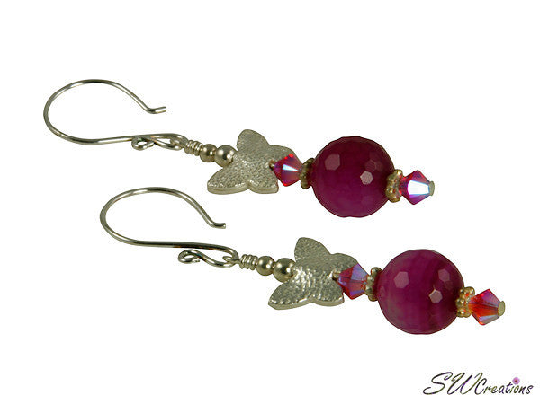 Fuchsia Pink Butterfly Jade Handmade Earrings - SWCreations
