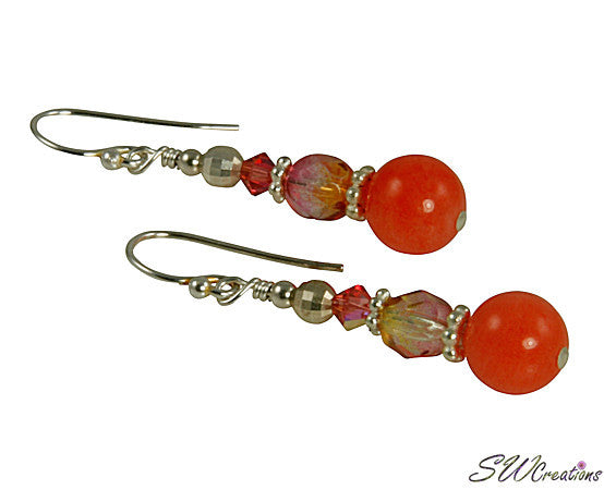 Iridescent Peach Jade Gemstone Earrings - SWCreations
