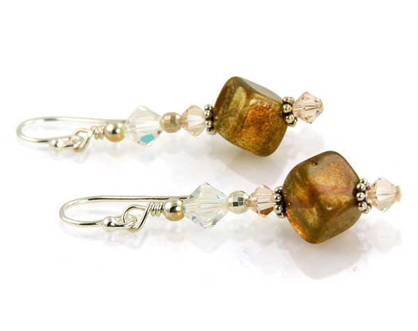 Peach Topaz Crystal Beaded Earrings - SWCreations
