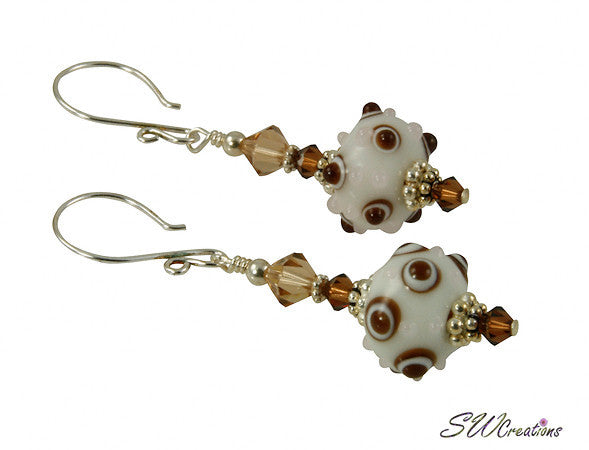 Coffee and Cream Lampwork Bead Earrings - SWCreations
