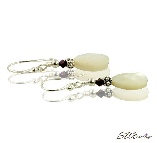 Garnet Crystal Mother of Pearl Earrings - SWCreations
