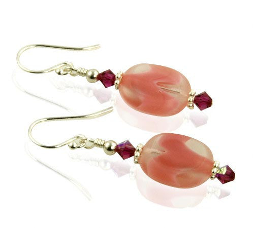 Fuchsia Pink Crystal Beaded Earrings - SWCreations
