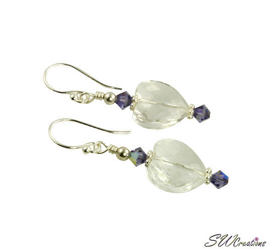 Tanzanite Crystal Heart Beaded Earrings - SWCreations
