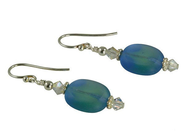 Ocean Blue Crystal Beaded Earrings - SWCreations
