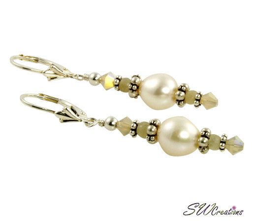 Sapphire Gemstone Pearl Beaded Earrings - SWCreations
