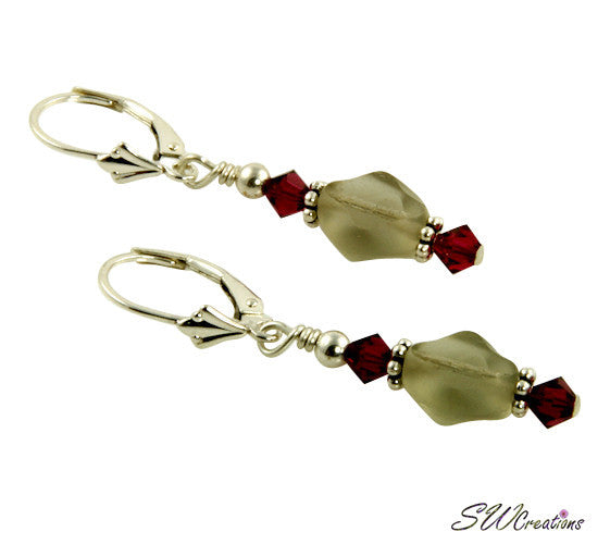 Ruby Grey Window Beads Beaded Earrings - SWCreations
