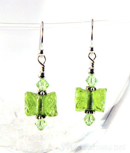 Charming Peridot Crystal Butterfly Earrings - SWCreations
